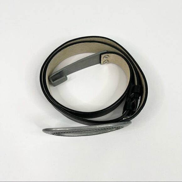 CHICO'S Black Genuine Leather O ring Hook Belt S/M - Picture 2 of 6